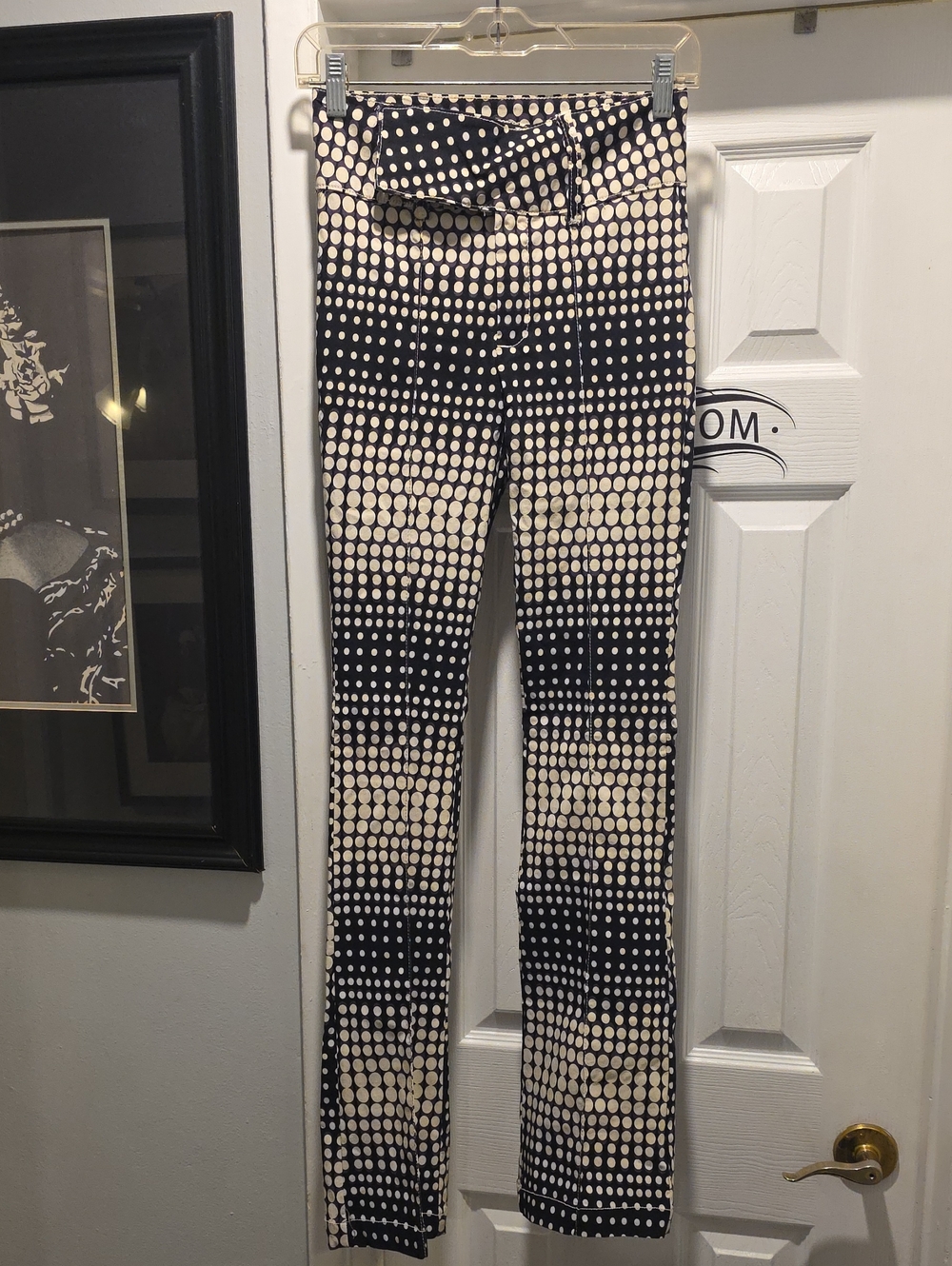 Urban Outfitters Black & Cream Polka Dot Straight-Leg Pants